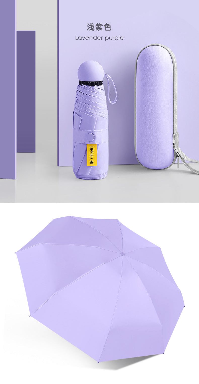 Mini umbrella with Capsule case, 5 folds, 8 ribs