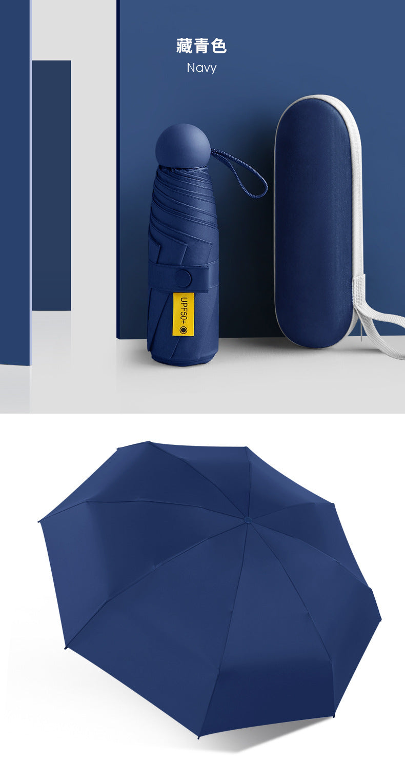 Mini umbrella with Capsule case, 5 folds, 8 ribs