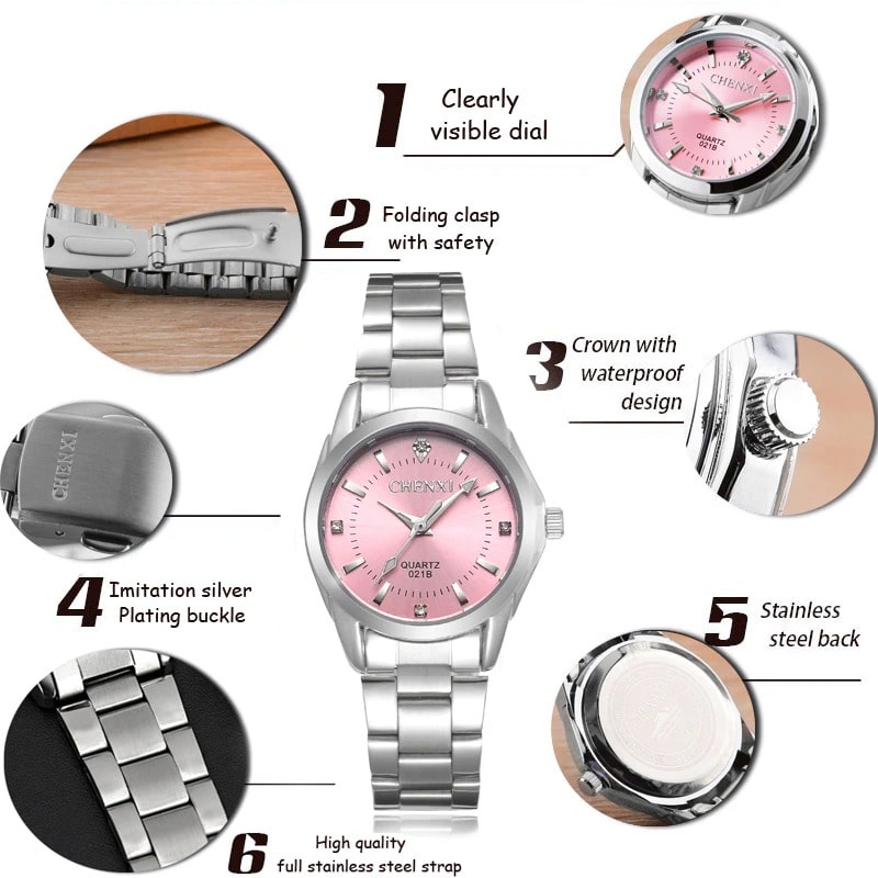 CHENXI Watch Women Luxury Rhinestone Stainless Steel