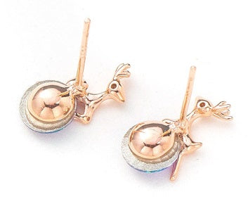 Deer Stud 925 silver pin Crystal Rose gold / gold Earrings