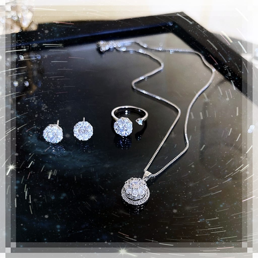Titanium steel Rotate jewelry set included Earrings, Rings & Necklace