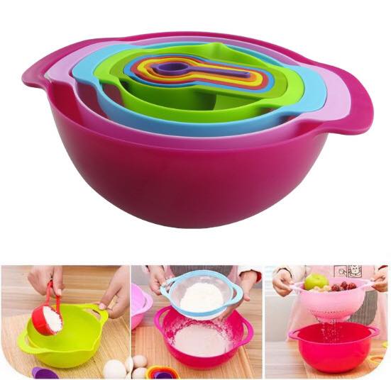 10 pcs Set Rainbow mixing bowls and measurement cups