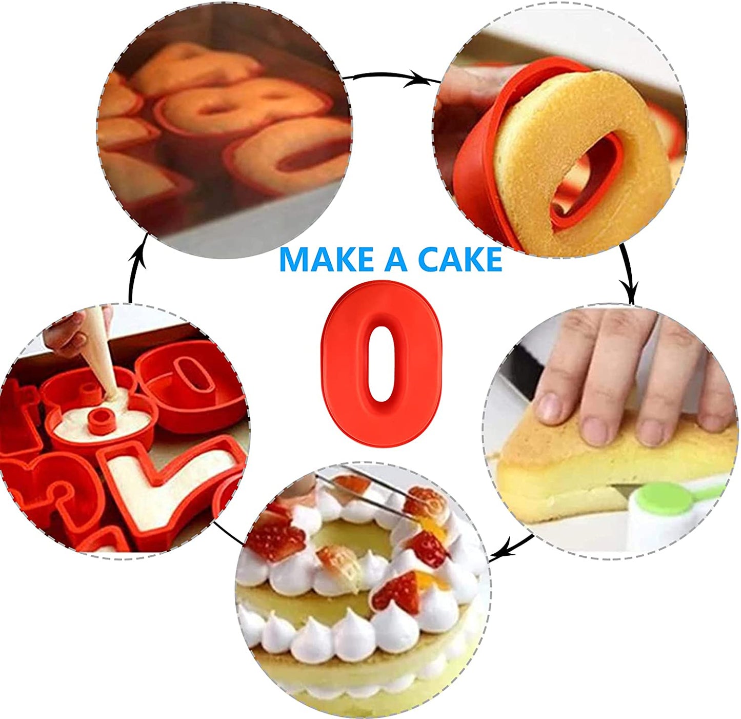 6 Inch Silicone Numbers Cake Molds, Mold Set 0-9 Numbers