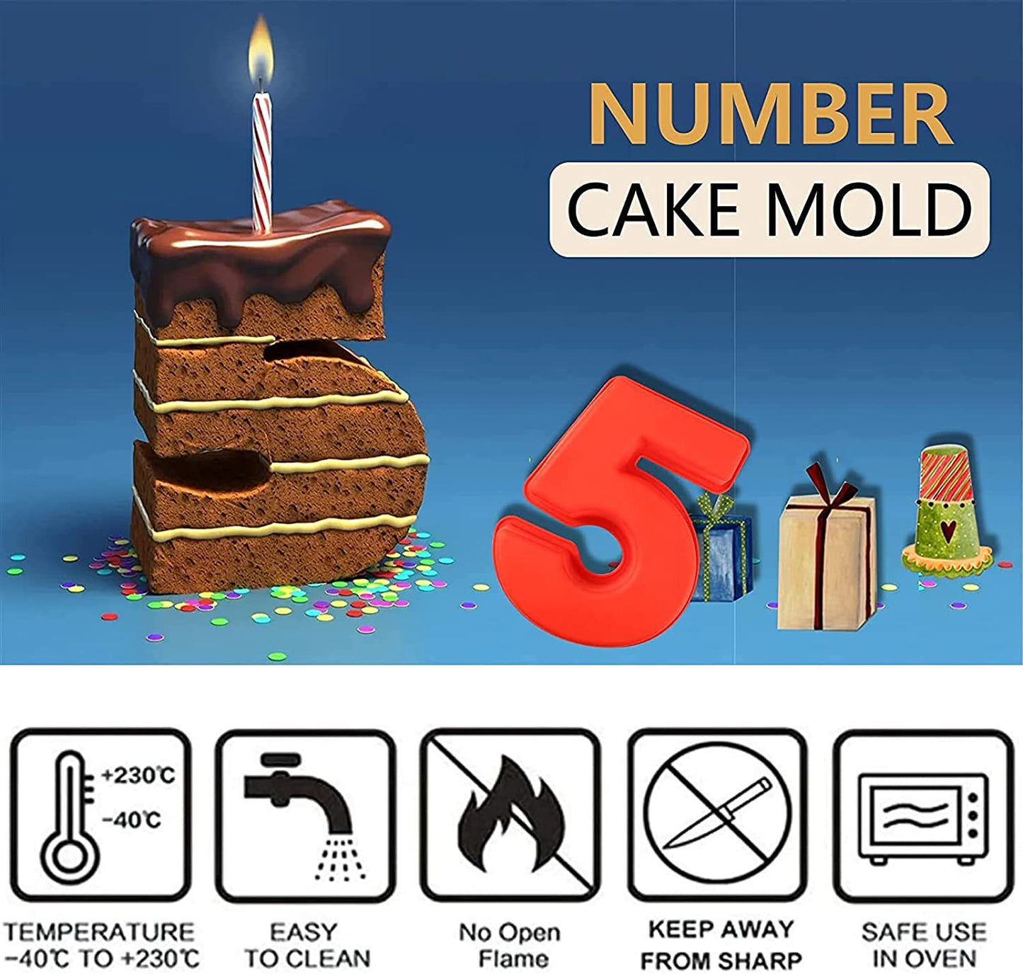 6 Inch Silicone Numbers Cake Molds, Mold Set 0-9 Numbers